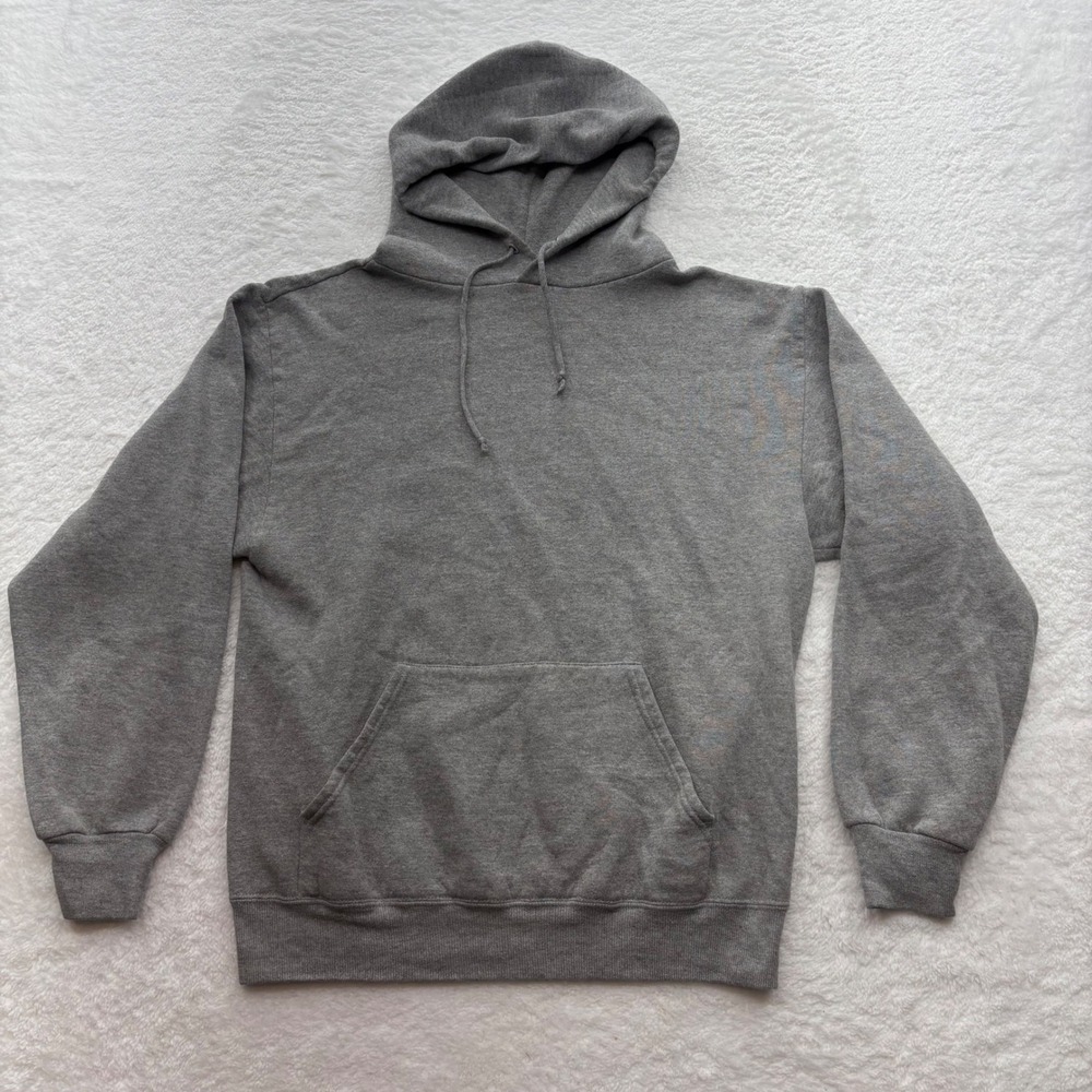 90s Jerzees Vintage Blank USA Made Heather Gray Pullover Hoodie Sweatshirt Men M